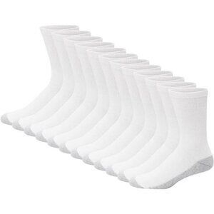 Hanes Mens Crew Socks 12 Pack Cushioned Double Tough Odor Moisture Wicking